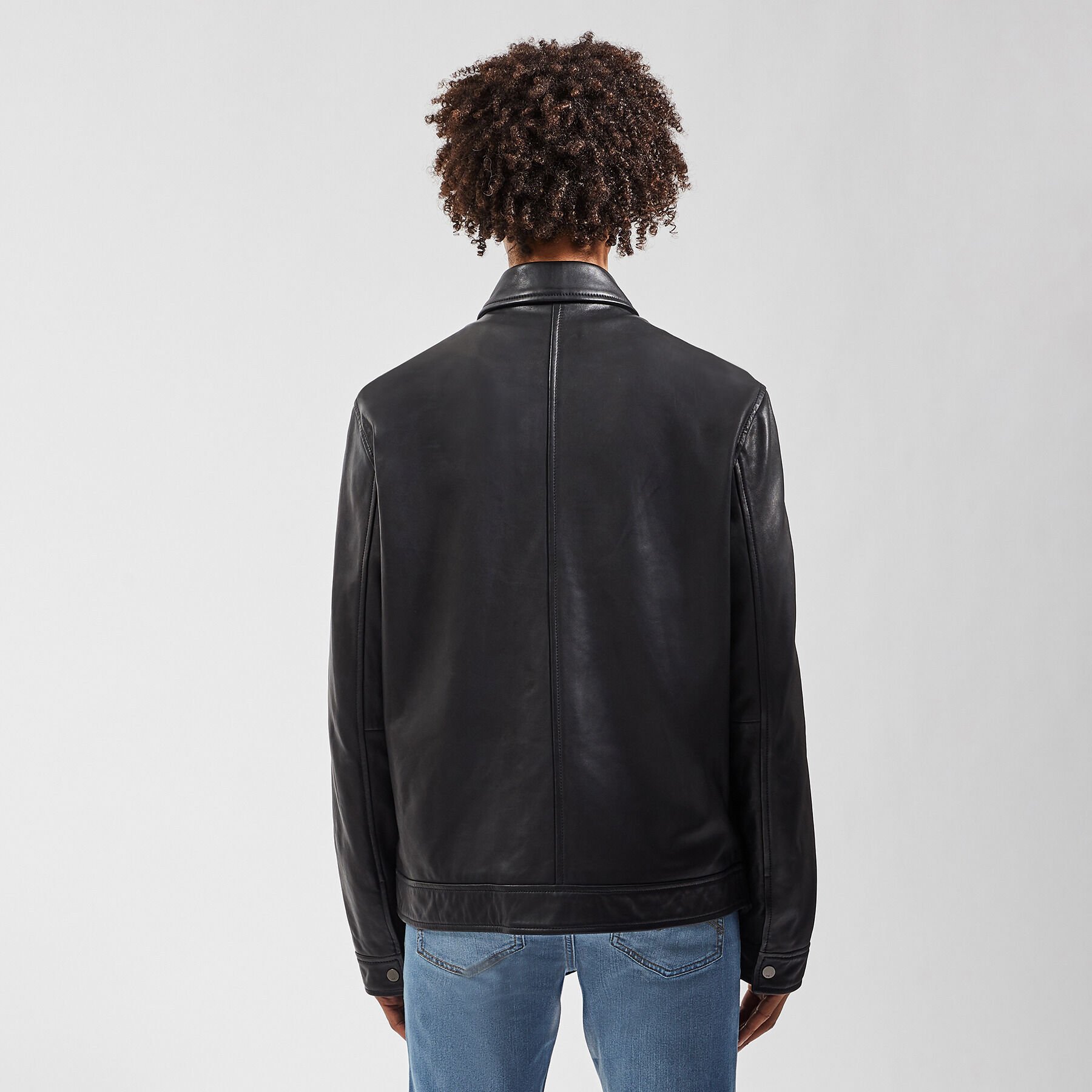 Blouson cuir col chemise outlet