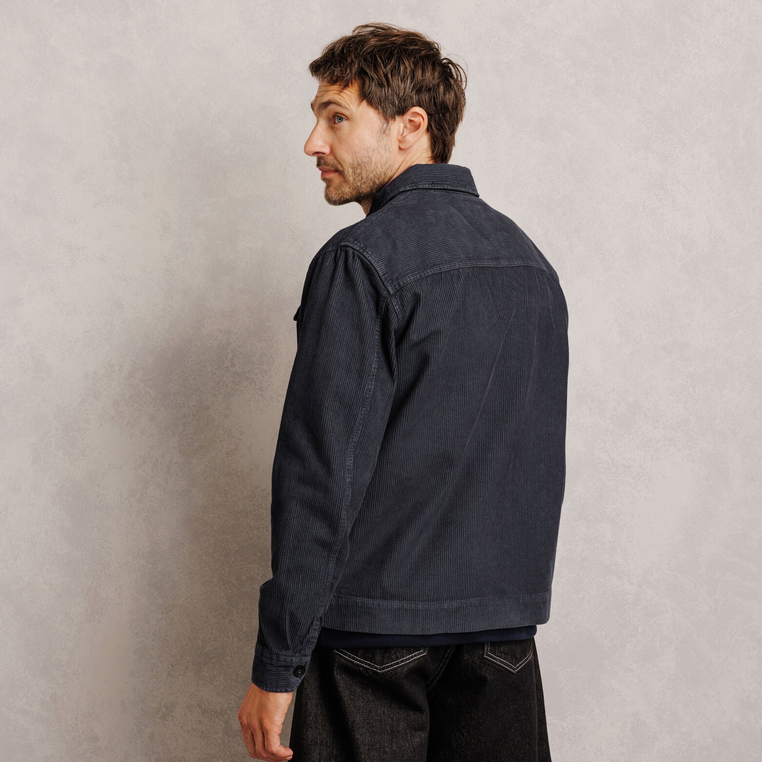 Veste zipp&eacute;e en velours col chemise 100% coton