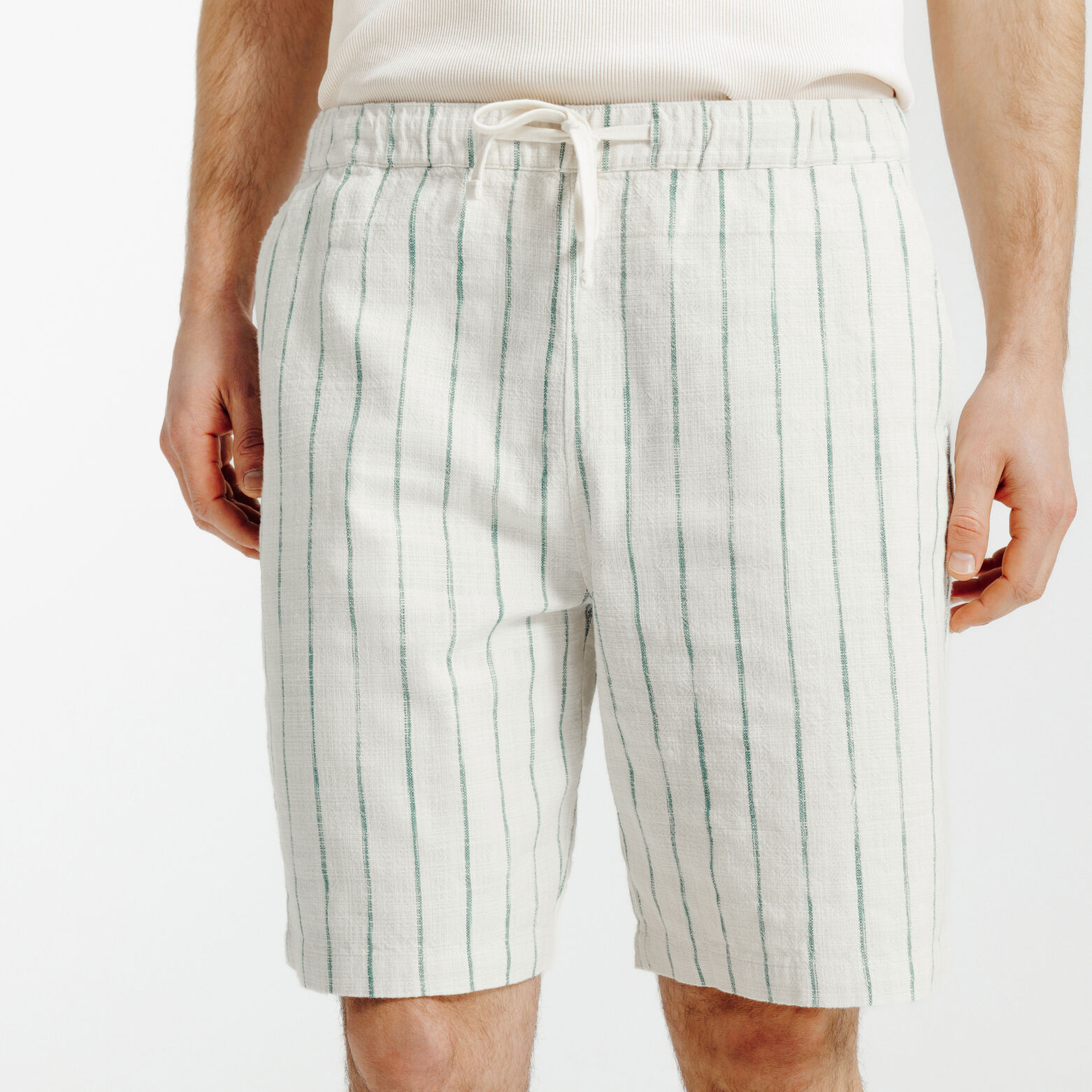 Gestreepte bermuda met elastische tailleband