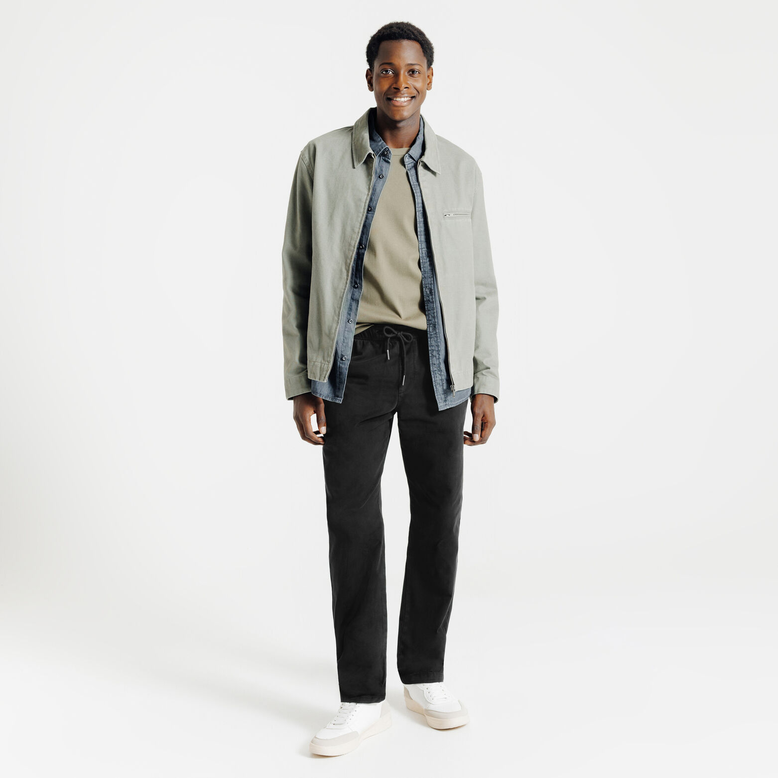 Pantalon straight taille &eacute;lastiqu&eacute;e