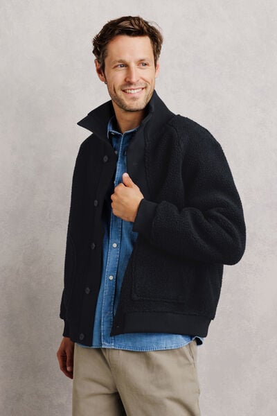 Sweat col montant boutonn&eacute; en sherpa