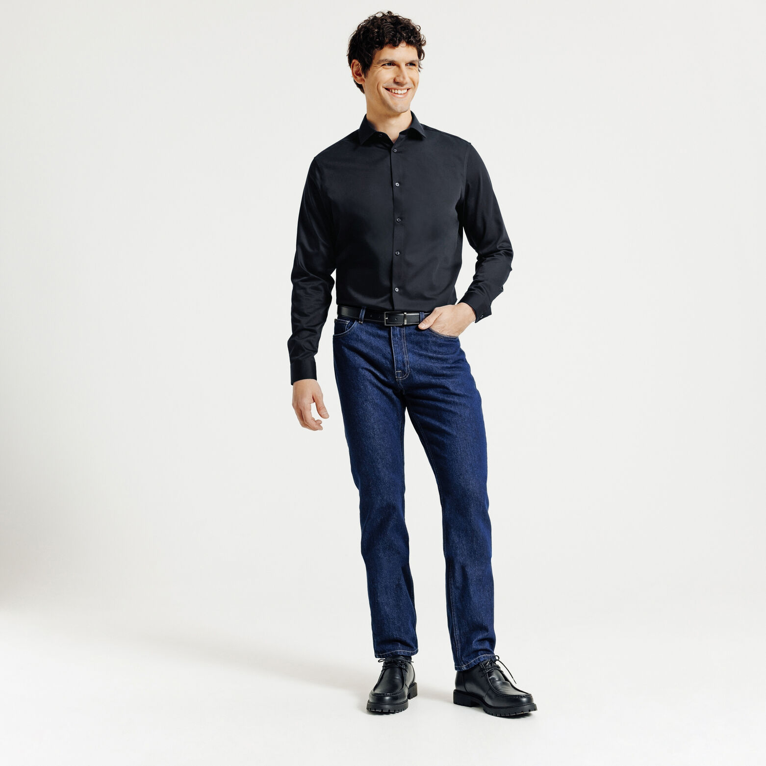 Slim effen strijkvrij hemd in katoen