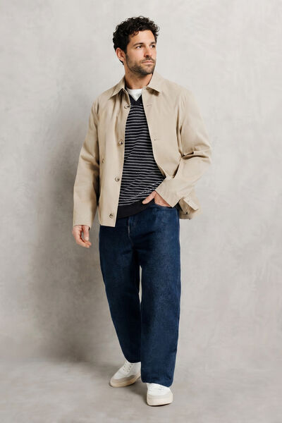 Trui korte mouwen en polokraag in gestreept 