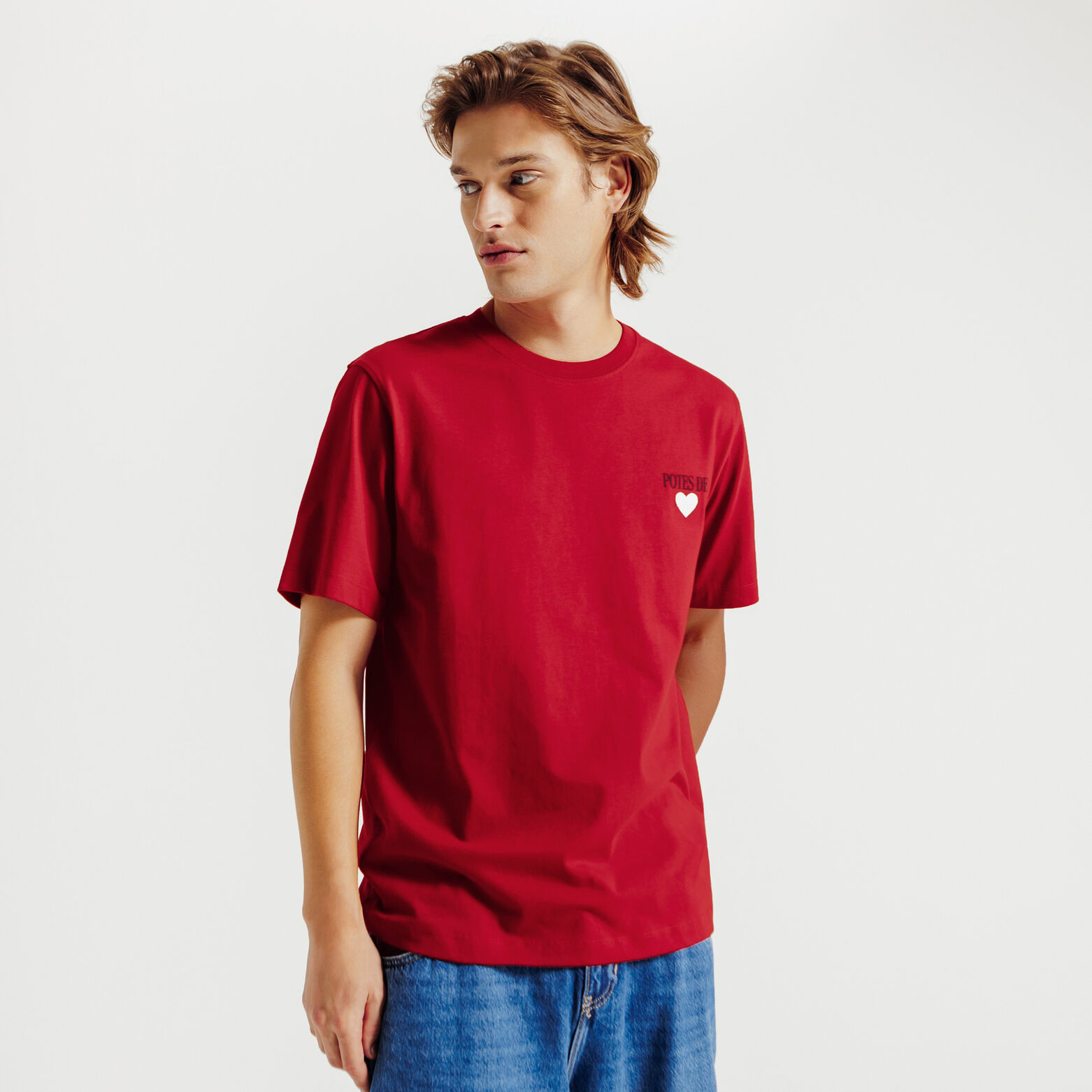 Tee shirt brodé poitrine en coton