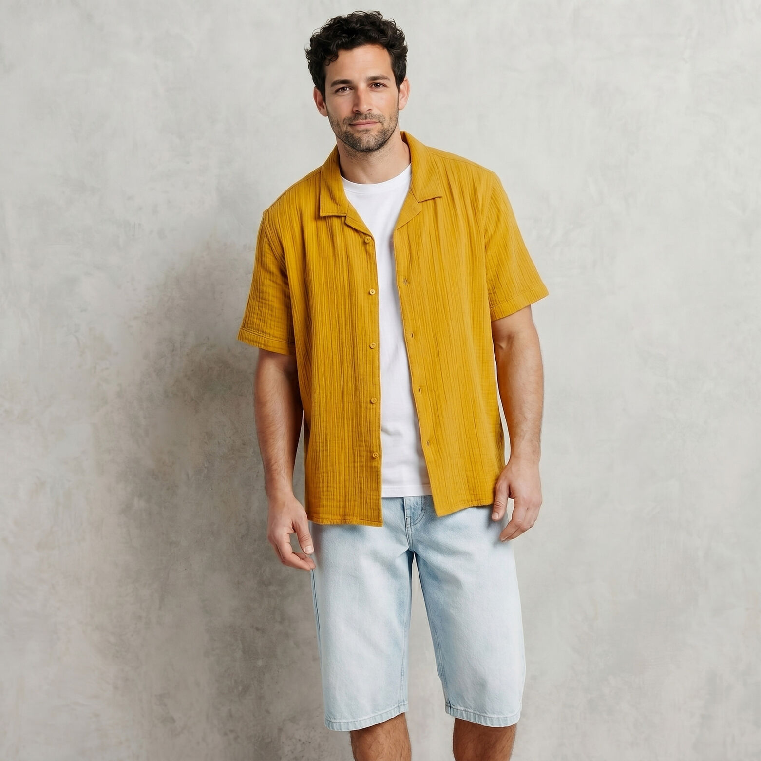 Chemisette en gaze de coton col requin