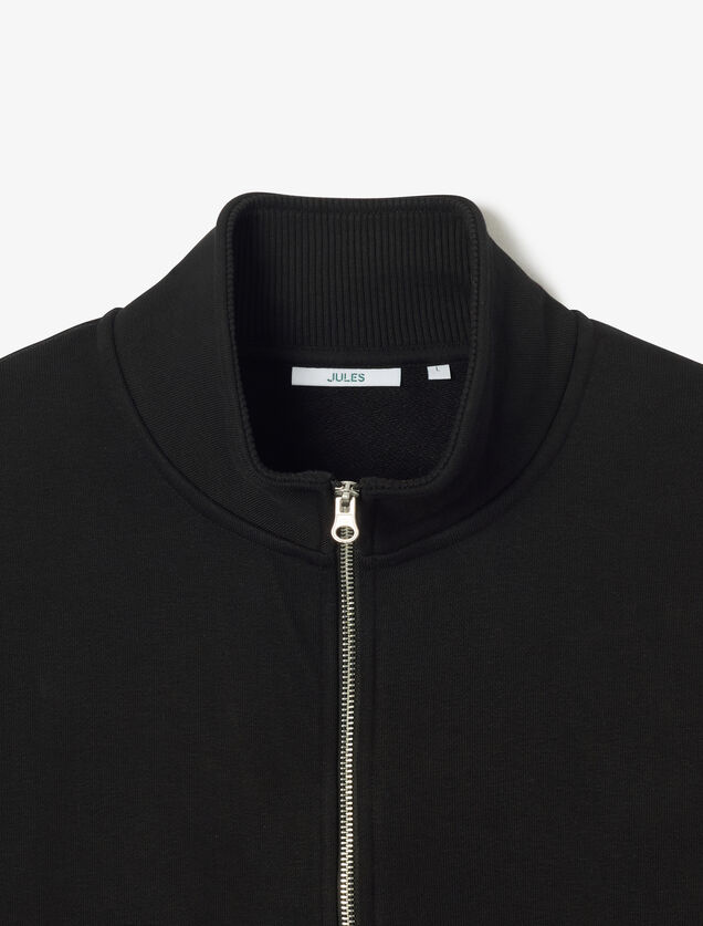 Effen heavy weight sweater opstaande kraag met rit