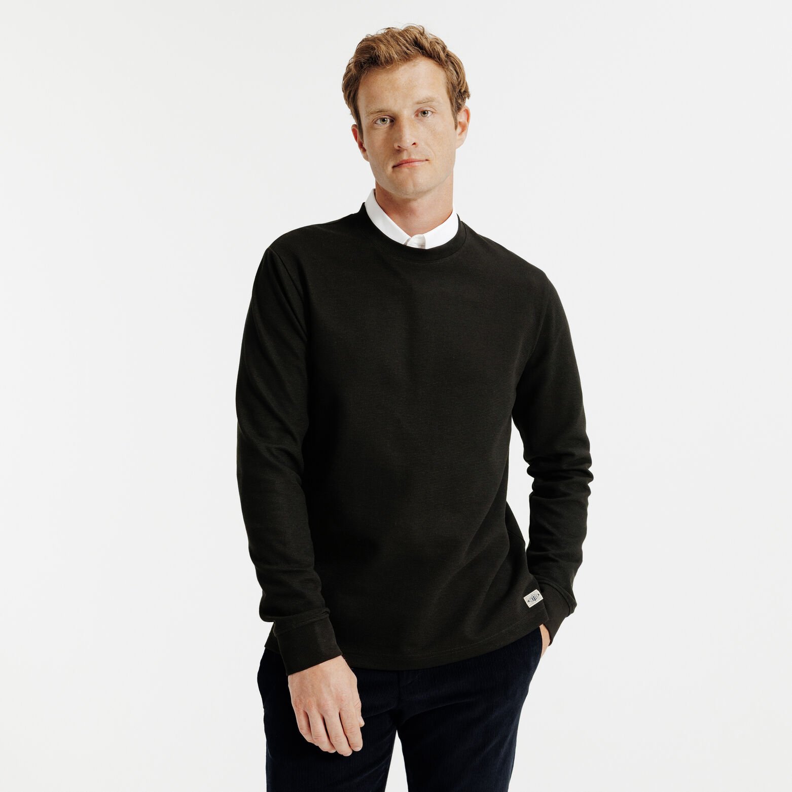 T-shirt lange mouwen in reli&euml;fstof