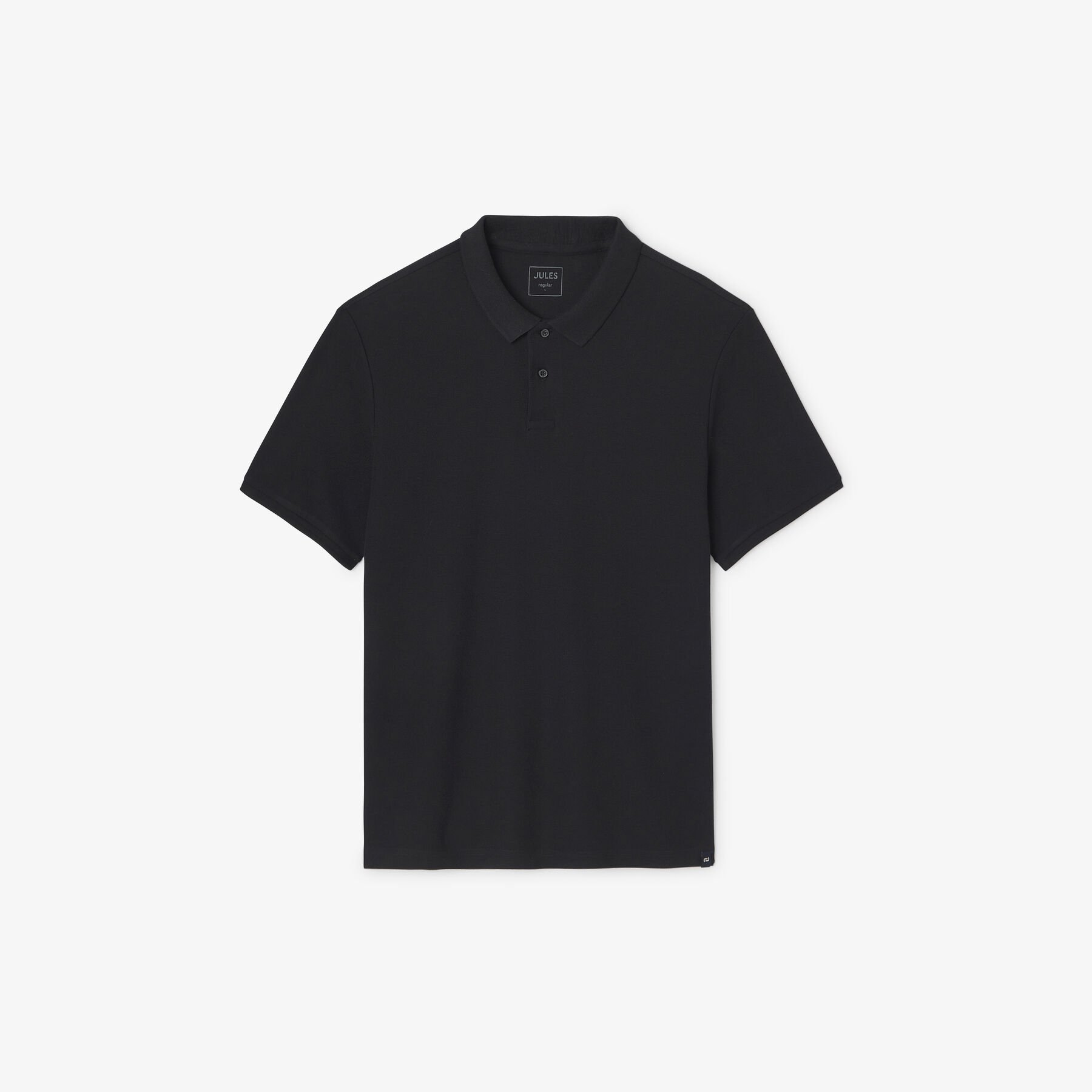 Polo manches courtes uni pique Noir Jules
