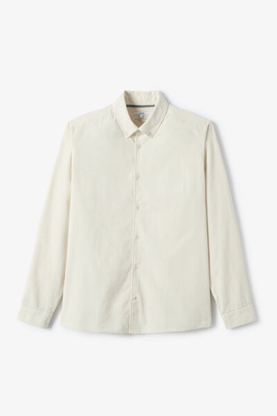 Chemise en velours c&ocirc;tel&eacute; unie 100% coton