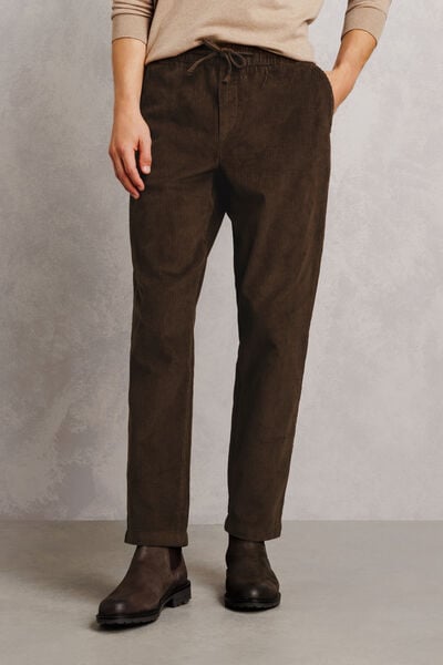 Pantalon tapered taille &eacute;lastiqu&eacute;e en velours