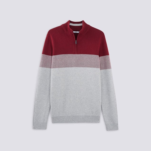 Pull col rond montant colorblock