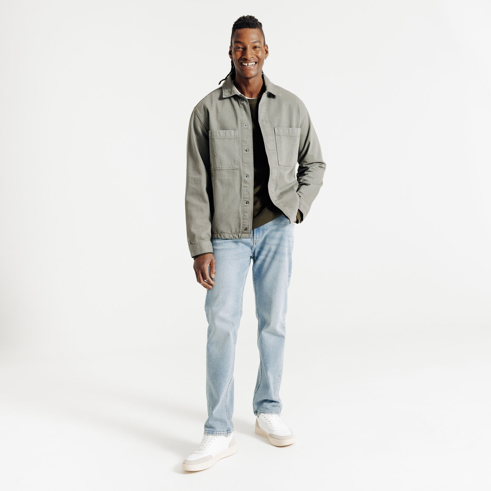 Pull col rond jeux de points fantaisie