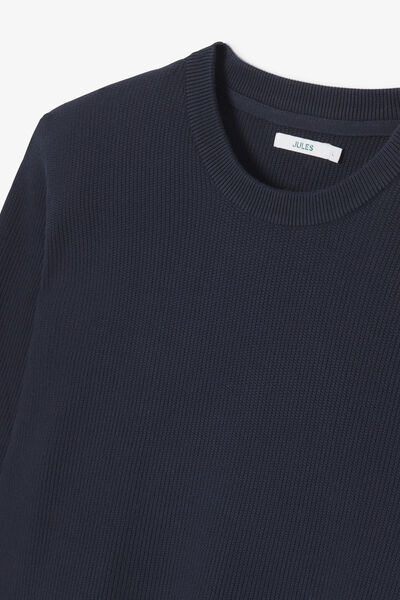 Pull col rond jeux de points fantaisie