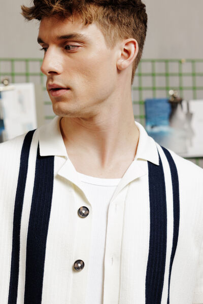 Chemisette en maille col requin ray&eacute;