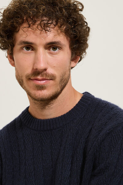 Pull col rond torsade