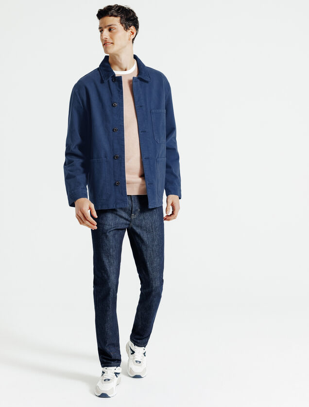 Vest, hemdskraag in ribfluweel met knopen