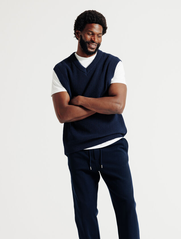 Pull col v sans manches