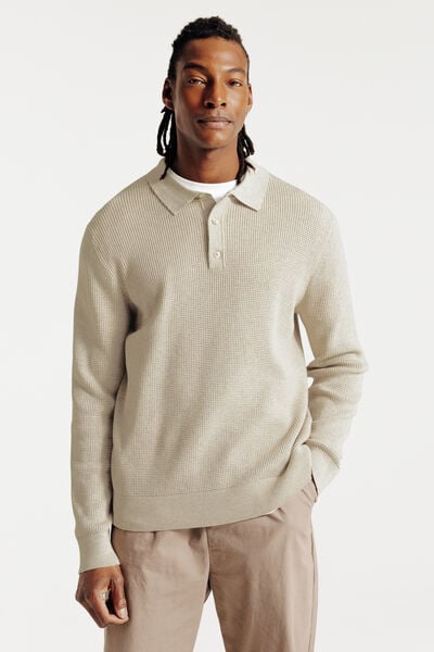 Polo en maille col boutonn&eacute; fantaisie