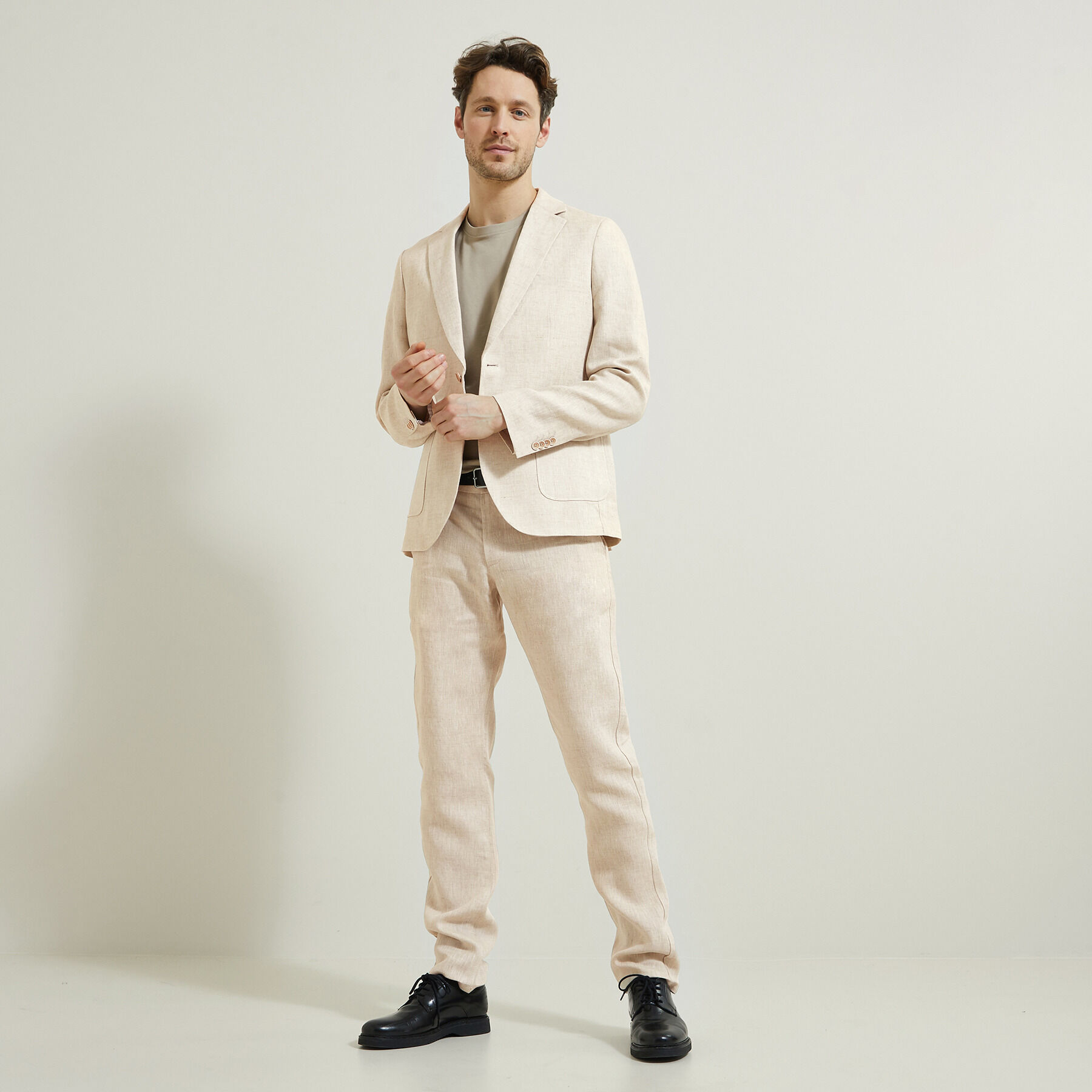 Ensemble veste et pantalon en lin Beige