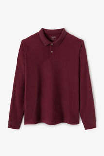 Effen polo in piqu&eacute;katoen, met lange mouwen