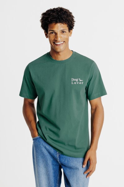 Tee shirt imprimé poitrine chien