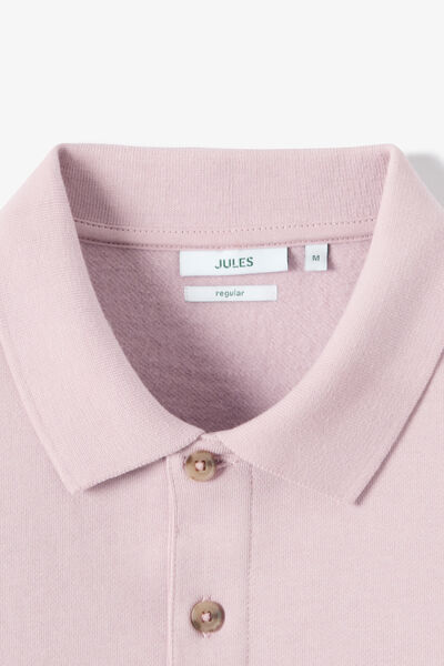 Sweat col polo boutonn&eacute; molleton uni