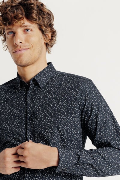 Chemise en coton imprimé floral slim