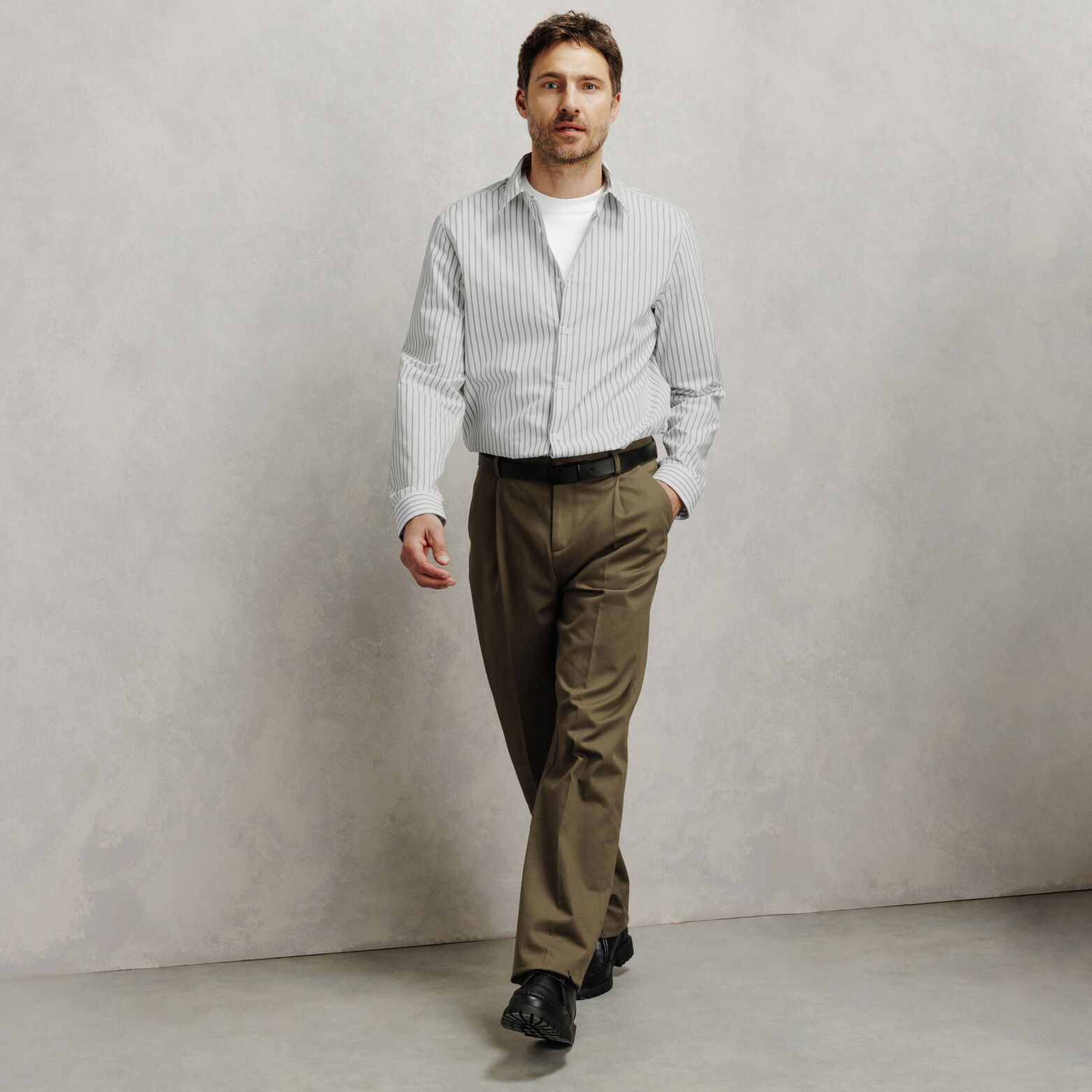 Chemise en coton regular ray&eacute;e