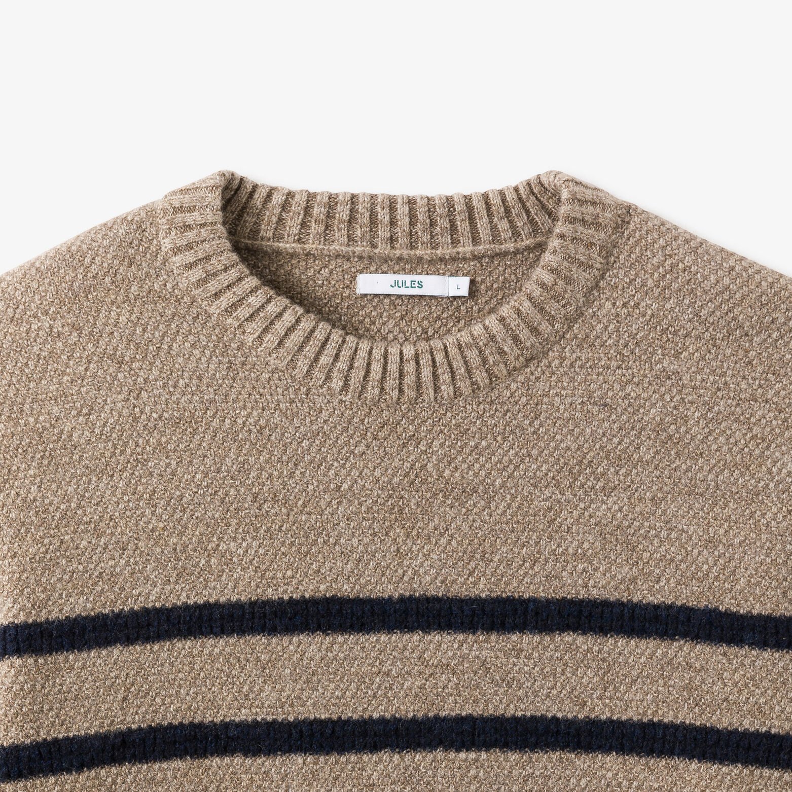 Pull col rond jeux de points rayé