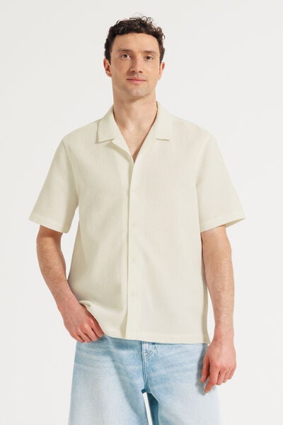 Chemisette gaufr&eacute;e coton unie