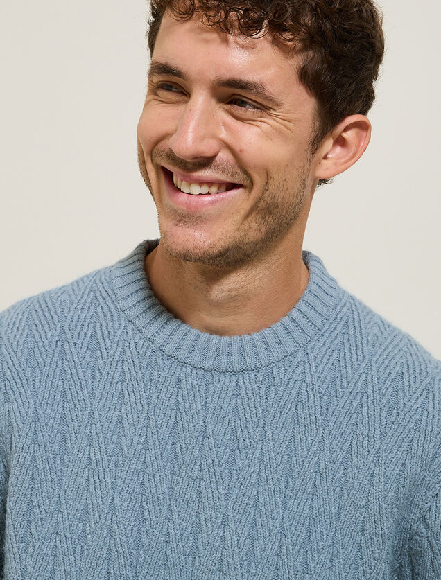 Pull col rond torsade