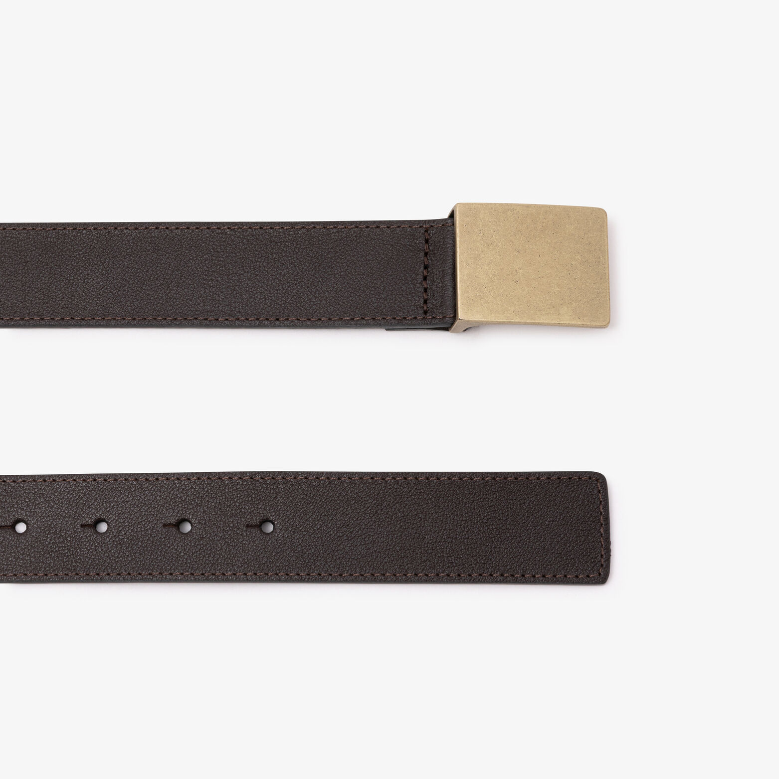 Lederen riem met goudkleurige plaat