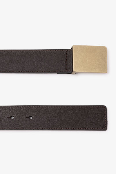 Ceinture cuir plaque dor&eacute;e