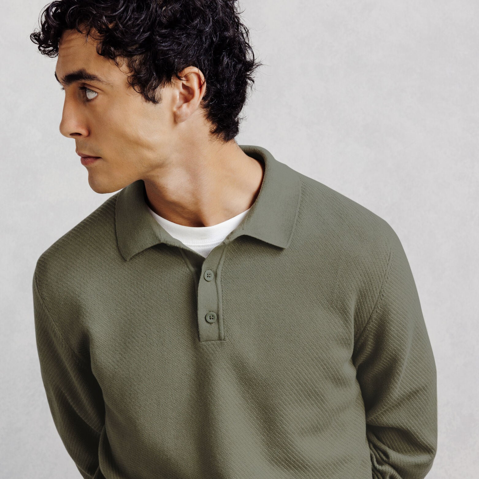 Pull col polo boutonn&eacute; fantaisie
