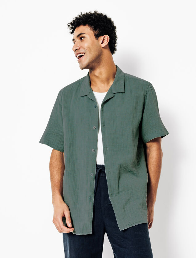 Chemisette en gaze de coton col requin