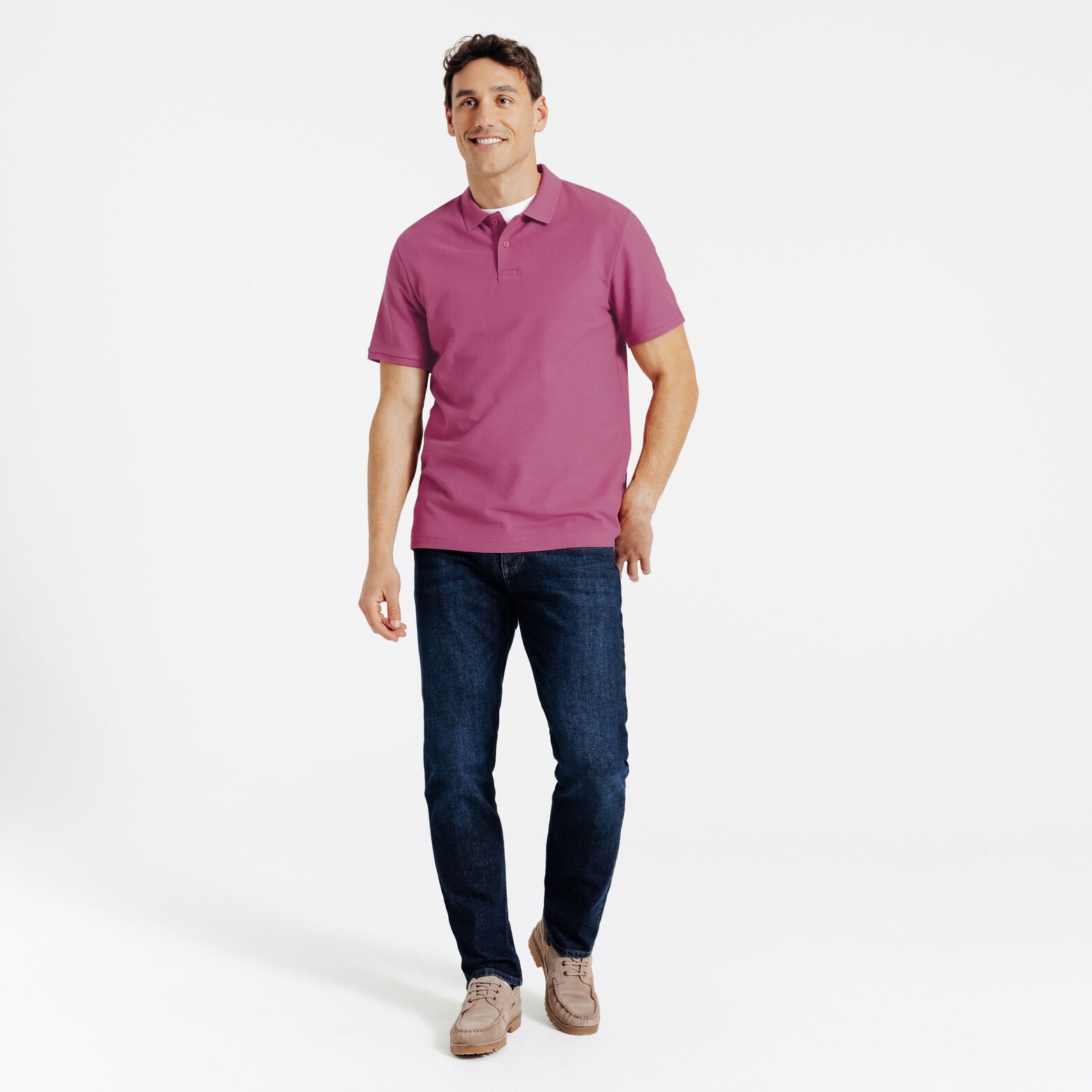 Effen polo in piqu&eacute;katoen met korte mouwen