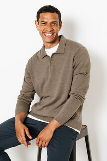 Polo en maille col boutonn&eacute; m&eacute;rinos