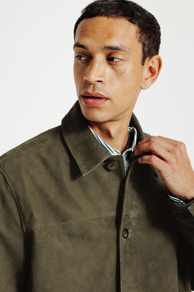 Blouson en cuir boutonn&eacute;