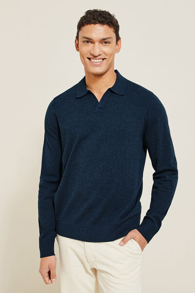 Polo en maille col resort manches longues