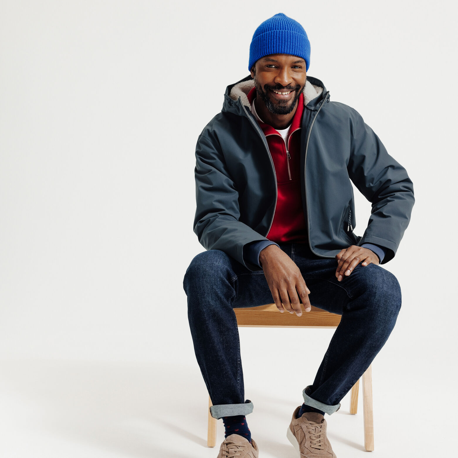 Blouson &agrave; capuche doubl&eacute; en sherpa