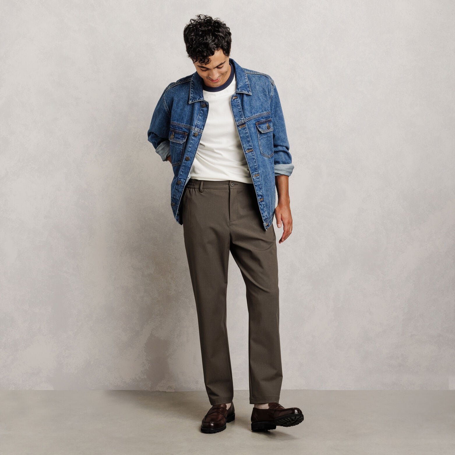 Tapered broek met half-elastische taille