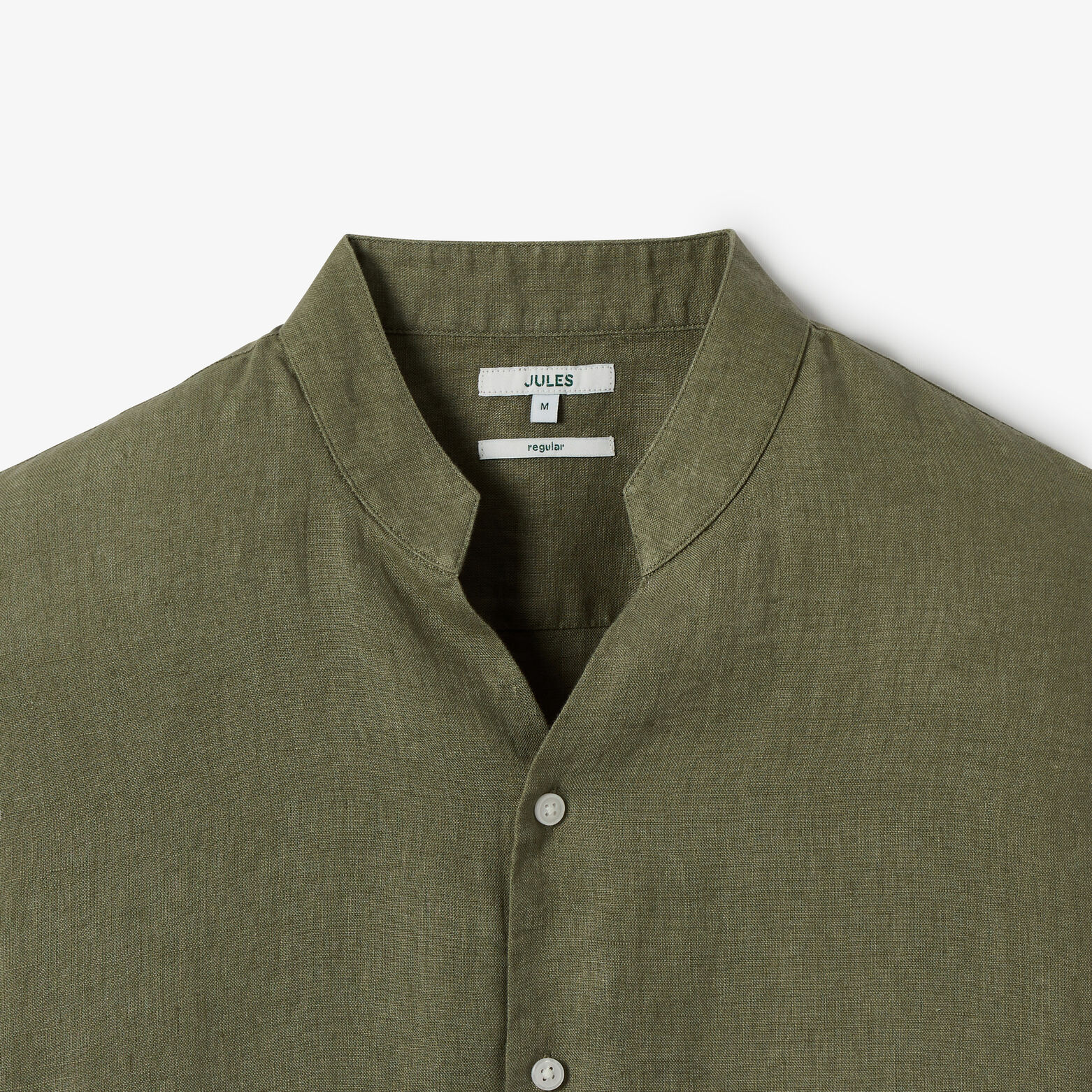 Chemise regular lin unie col mao