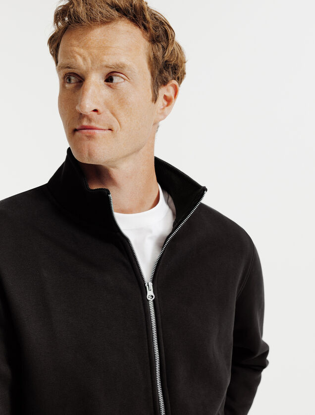 Sweat veste zipp&eacute;e col montant uni heavy weight