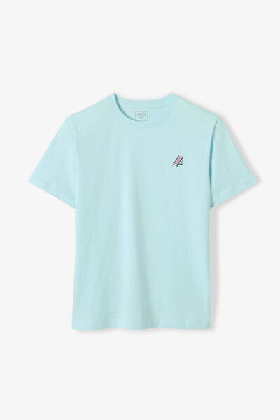 Tee shirt mati&egrave;re flamm&eacute;e broderie poitrine