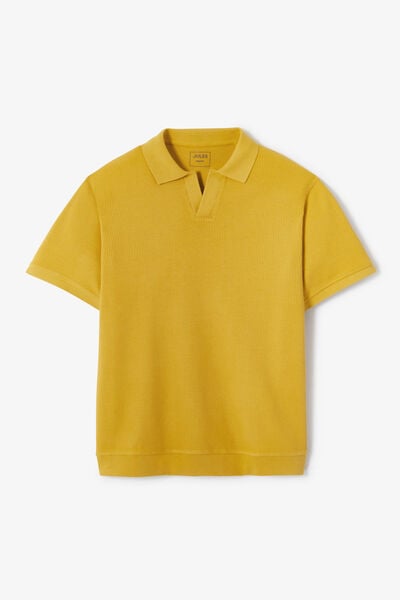 Polo in textuurstof met korte mouwen en resortkraa