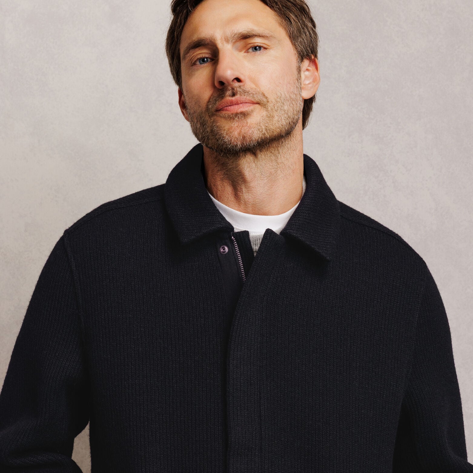 Veste col chemise zipp&eacute;e en molleton