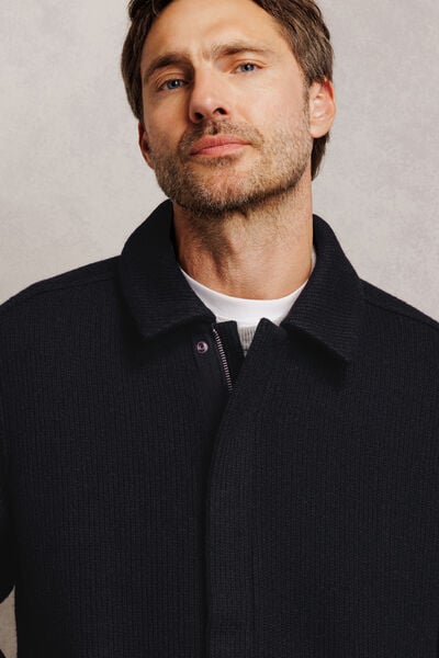 Veste col chemise zipp&eacute;e en molleton