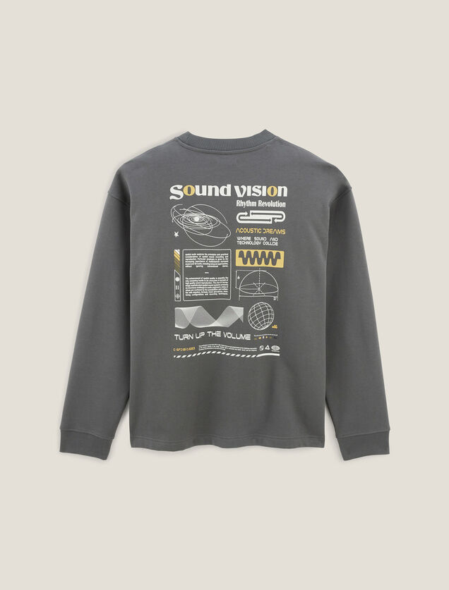 Sweat col rond imprimé devant et dos