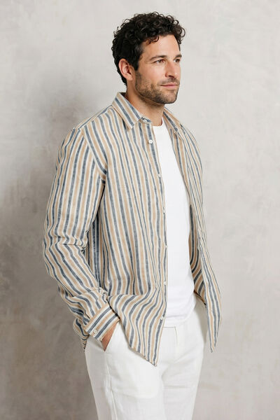 Chemise 100% lin ray&eacute;e