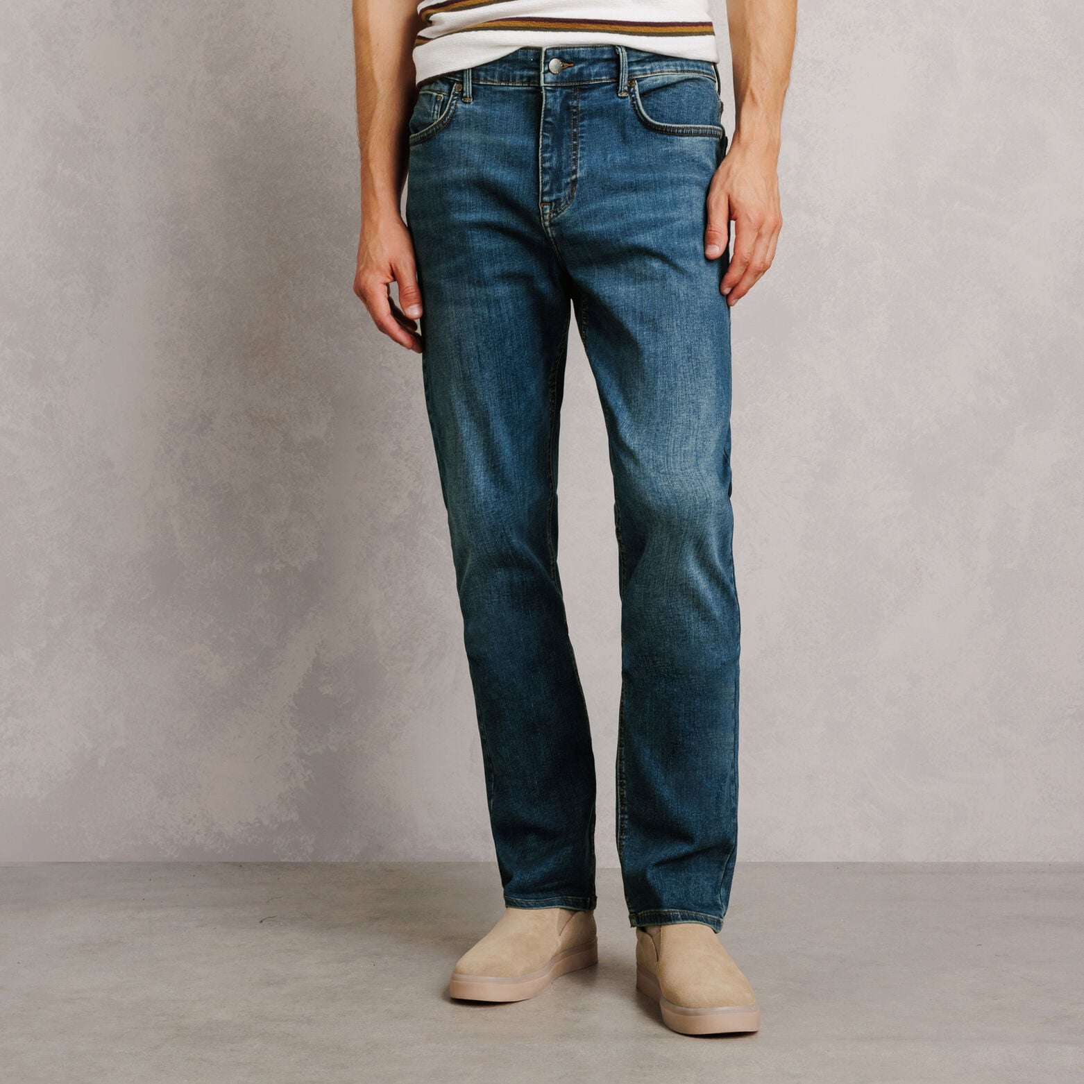 Jean straight urbanflex 3 longueurs d&eacute;lav&eacute;